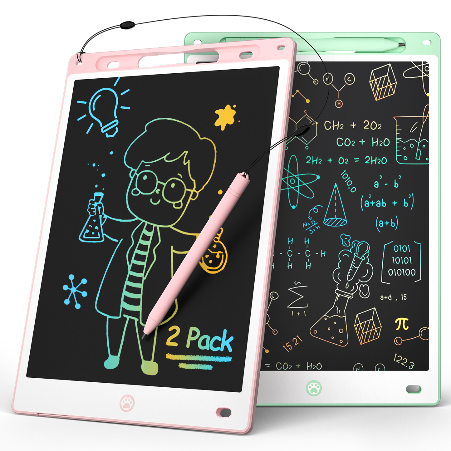 2PACK LCD Writing Tablet (Pink＆Green),Toddler Drawing Board Toys for Kids Learning & Education,10in Erasable Drawing Doodle Board,Toddler Birthday Gift for Boys Girls 3 4 5 6 7 8 Year Old